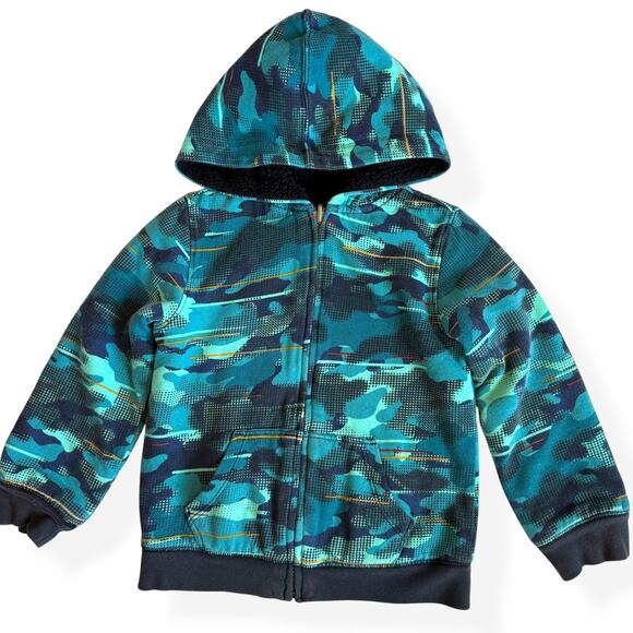 Lands End Reversible Sherpa Zip-Up Hoodie Coat Kids XS 4-5 - Picture 1 of 10